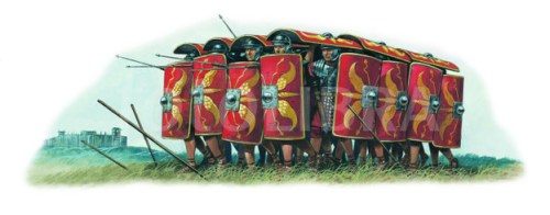 ROMAN SOLDIERS IN TESTUDO FORMATION-ILLUSTRATION